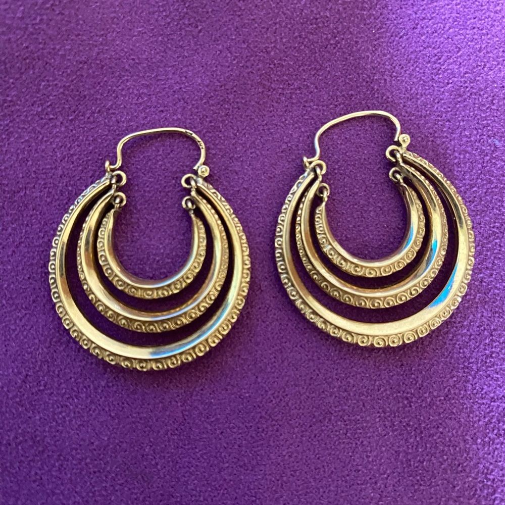 18K 750 Yellow Gold Triple Hoops